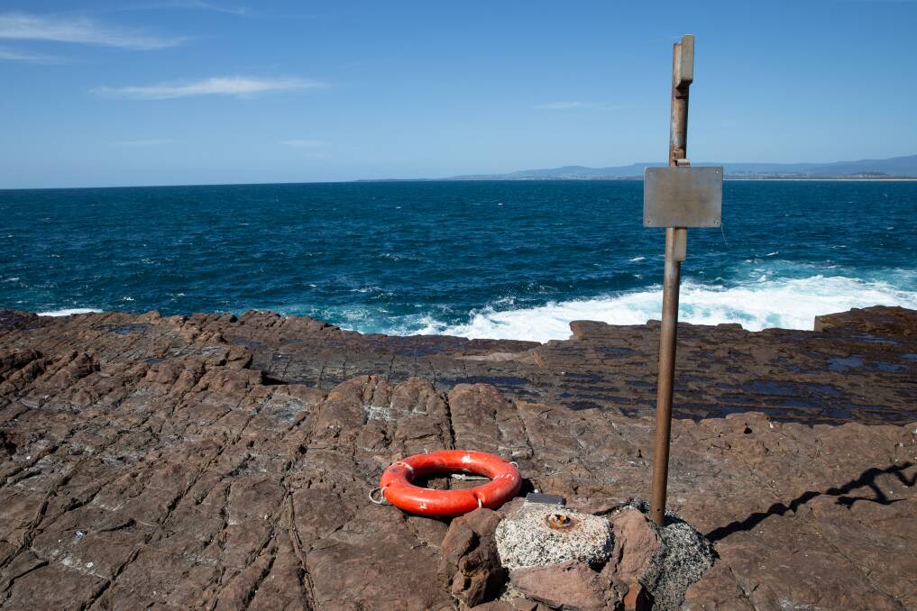 Rocks at Hill 60 in Port Kembla, following three drownings on January 22. Picture: Anna Warr