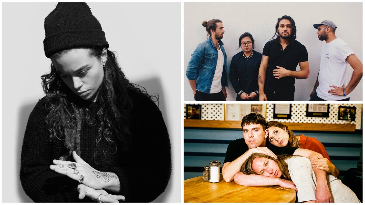 Clockwise - Tash Sultana, Gang of Youths and Middle Kids are the first acts announced for Berry's new family-friendly music festival for 2023. Pictures supplied.