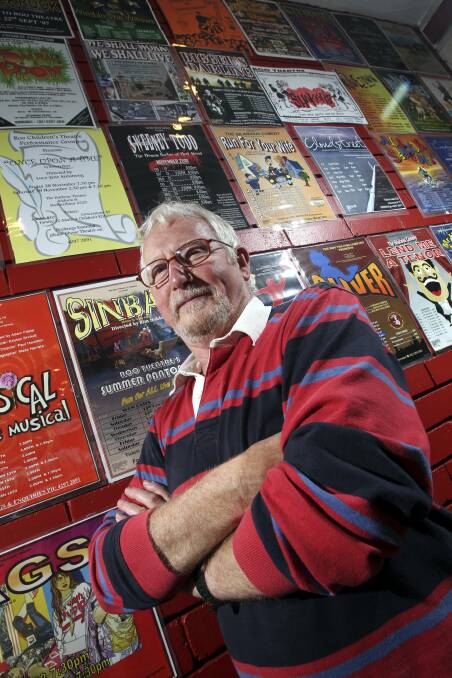 FLASHBACK: Gordon Streek in 2010, standing front of posters from Roo Theatre shows he has been involved in. Picture: ACM File Image