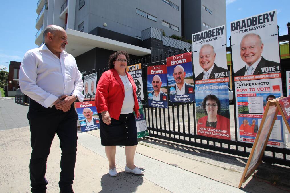 Labor candidates David Brown and Tania Brown in Wollongong prior to the December council elections. Picture: Wesley Lonergan