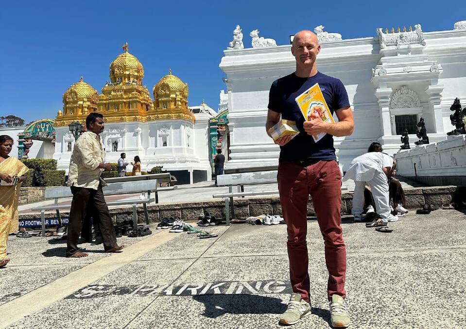 Kiamasala festival co-founder Tom Oxley at Helensburgh's Sri Venkateswara Temple. Picture from Facebook