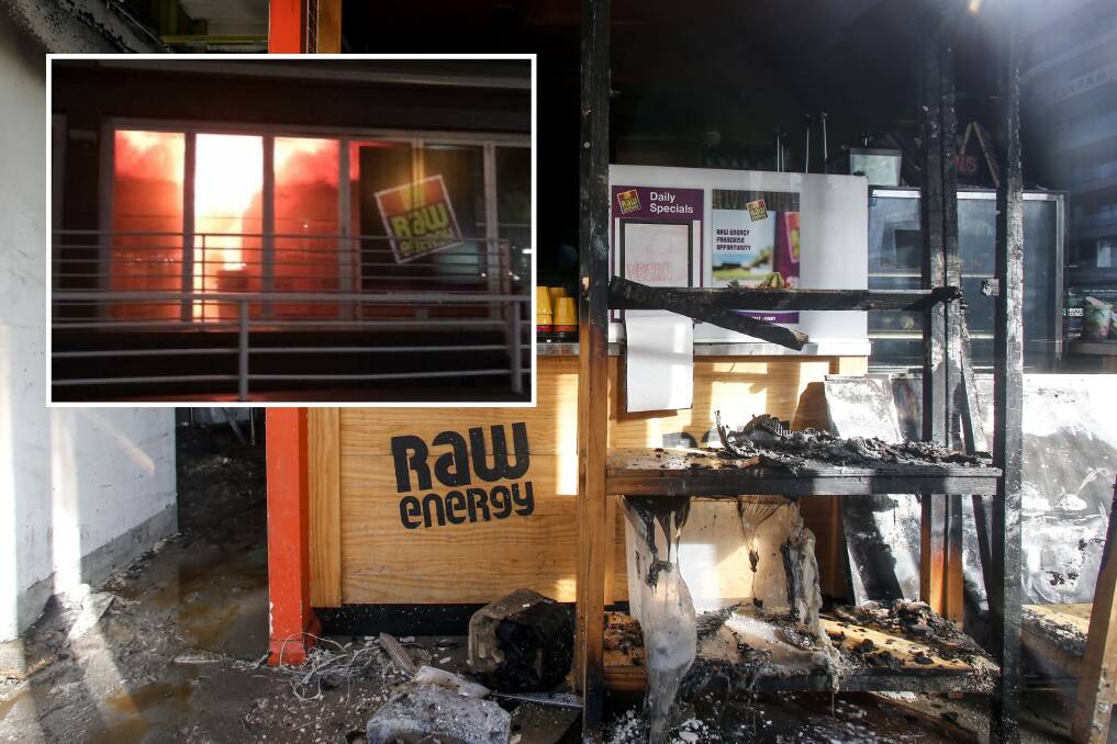 Raw Energy Wollongong will be closed for months after fire rips through the health cafe on Saturday. Picture: Anna Warr