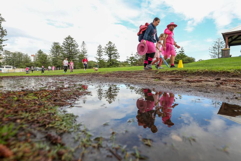 Stuart Park still has major drainage issues, as seen on Sunday during the Mothers Day Classic in Wollongong. Picture by Adam McLean.