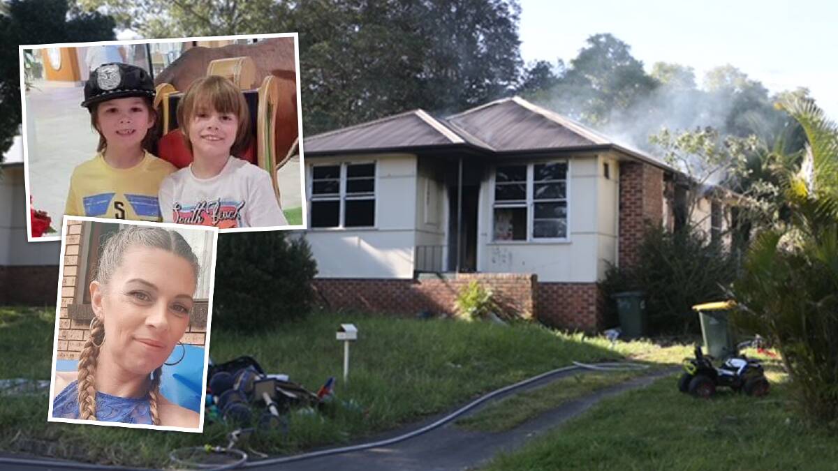 Ange Pedron and her two youngest children, aged seven and eight. The elder son was playing with a lighter which ultimately led to the family home being destroyed by fire. Pictures: Supplied / Sylvia Liber