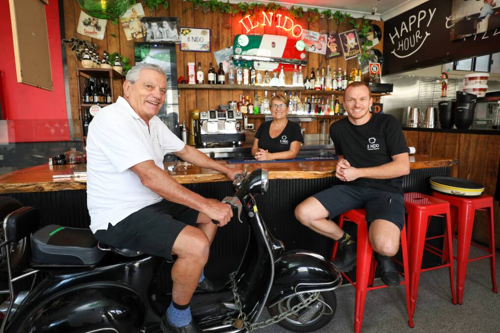Diana and Guilio Giuliani with their son Adrian at the family's Italian restaurant Il Nido in Balgownie. The family have just sold their Thirroul business Cin Cin, but the name is set to pop up in Gwynneville. Picture: Adam McLean
