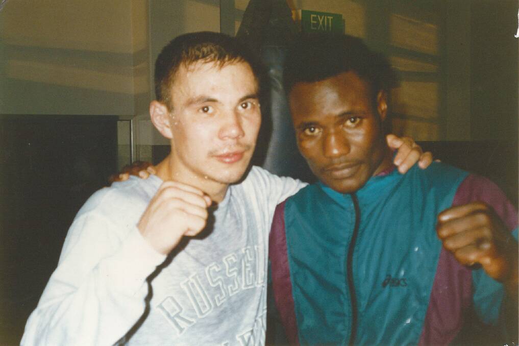 Kostya Tszyu and Lovemore at the Newtown Police Boys Club in 1996 following a sparring session.