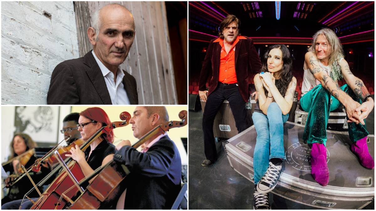 Plenty of live music across the Illawarra in August. Paul Kelly (top left), Tex Perkins, Adalita, Tim Rogers and Steel City Strings are taking to the stage at different times. Pictures: Supplied