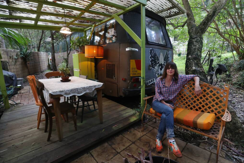 Quirine van Nispen rents a 'glamping' experience in a converted bus in Wombarra through Riparide. Picture: Robert Peet
