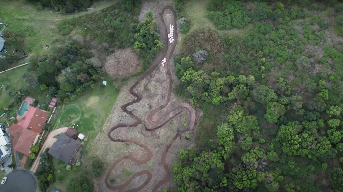 NEAR COMPLETE: A section of the new Cringila Hills Mountain Bike track as shown in new drone footage taken on August 27 that has surfaced on social media. Picture: YouTube