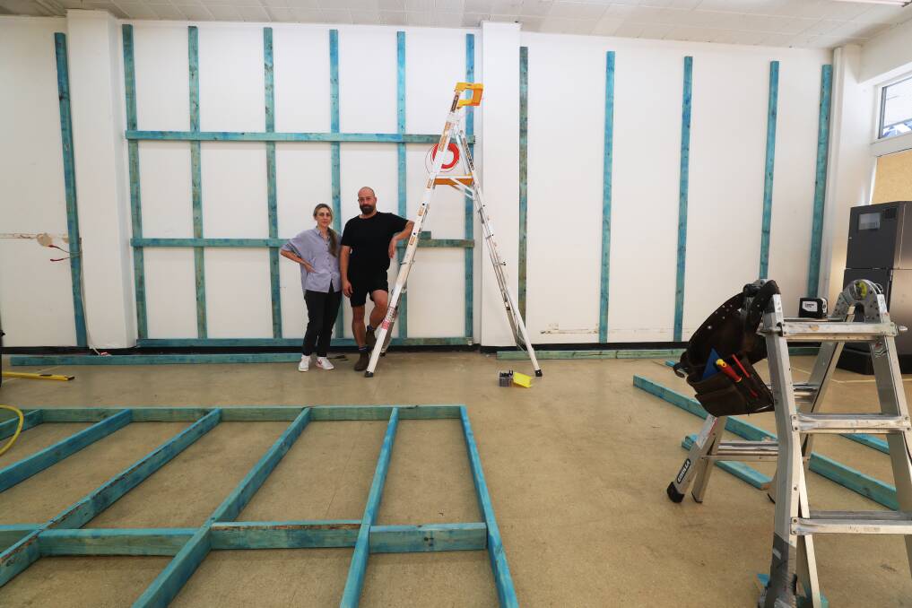 MOVING ON: Egg & Dart Gallery manager Elisa Trifunoski with the director Aaron Fell-Fracasso in their new space on Keira Street, Wollongong. Picture: Robert Peet 