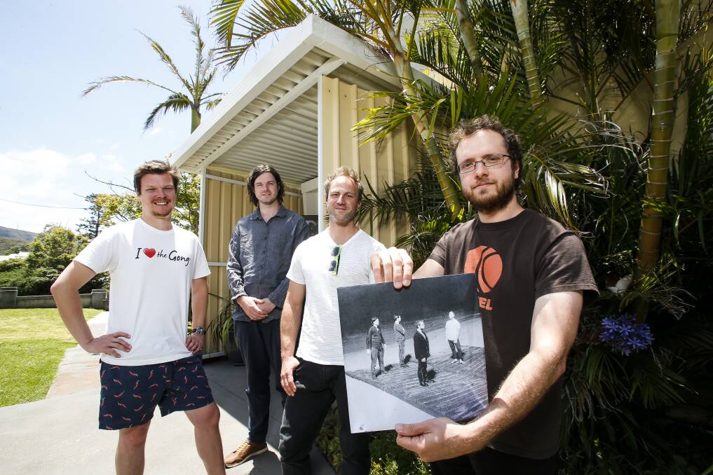 Wollongong the Band are completing their 100th album and celebrating 10 years together. Left to right: Dave Burt, Joel McLean, Michael Manzini and Jack Tickner. Picture: Anna Warr