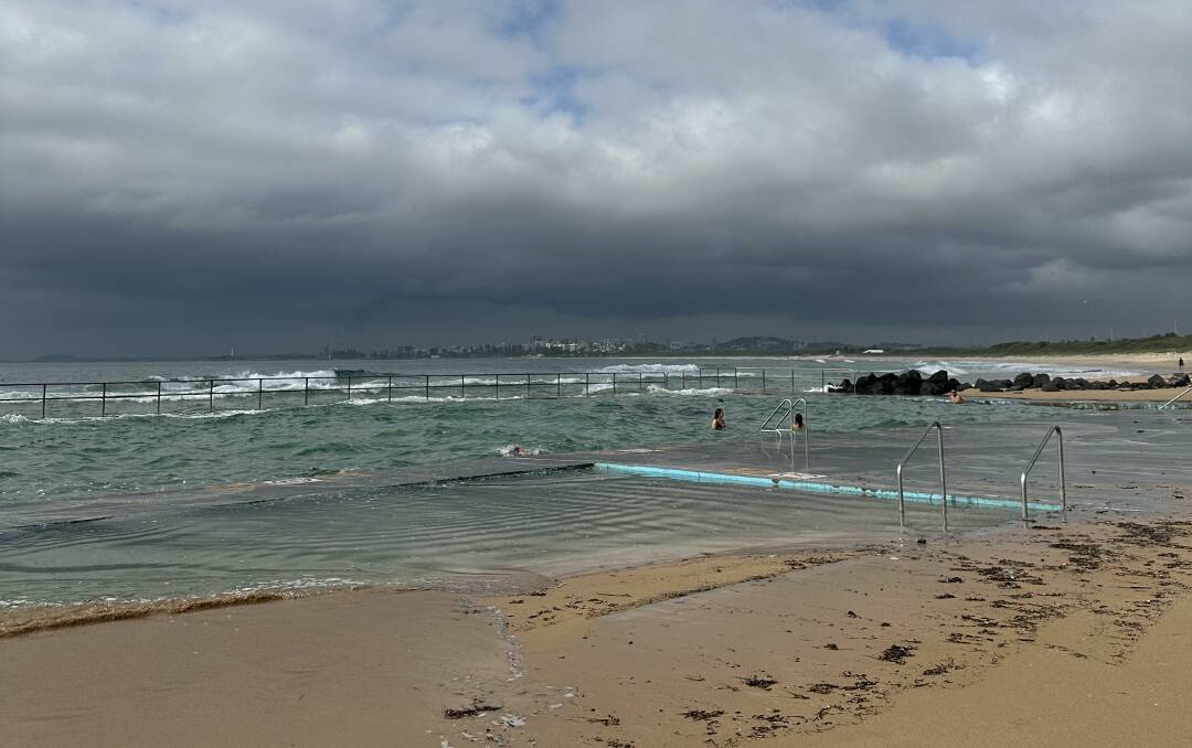 Towradgi ocean pool filled with sand on Monday morning. Picture by Christie Hardy.