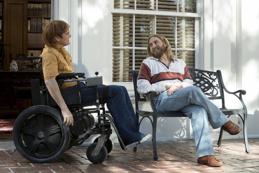 Joaquin Phoenix and Jonah Hill in a scene from Don’t Worry, He Won’t Get Far On Foot. Picture: Supplied