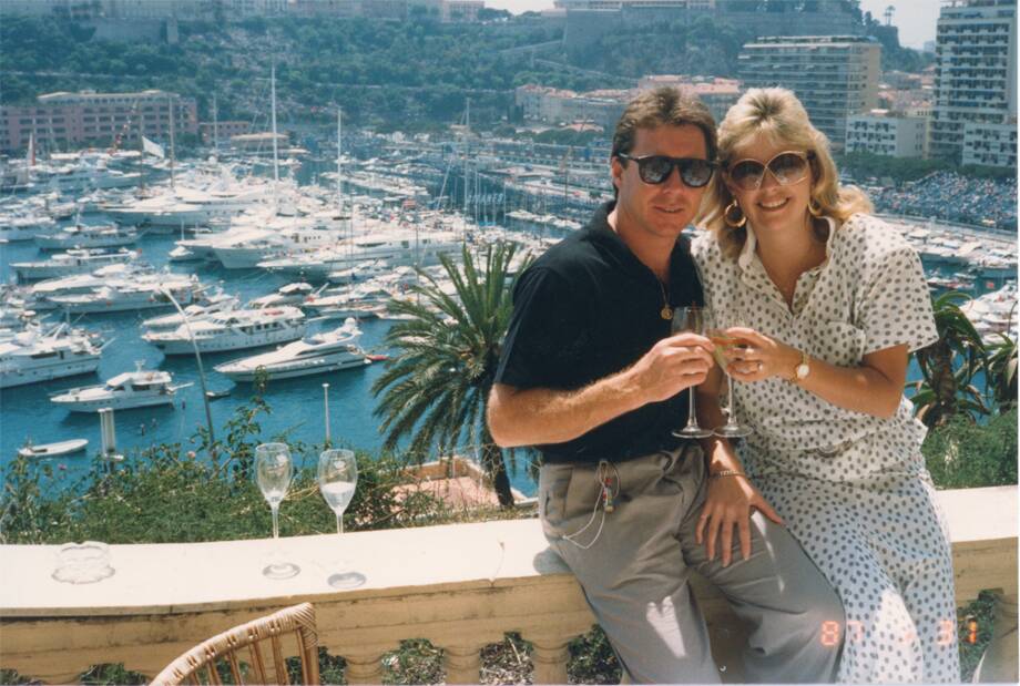 Wayne and Donna living the high life - an archive picture used in the documentary Wayne.