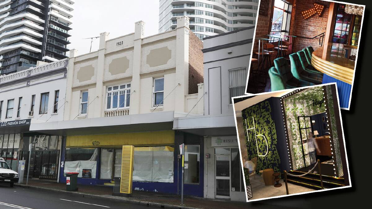 The historic Excelsior Hall on Crown Street could be Wollongong's next 'unique' small bar with beer on tap - a vision from the owner of Humber and Heyday (insets). Pictures: Robert Peet/ Facebook / Supplied by Heyday