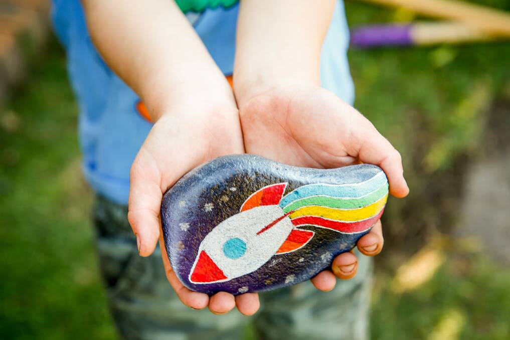 Hiding painted rocks around playgrounds and reserves is proving a popular lockdown pastime in the Illawarra. Picture: Anna Warr