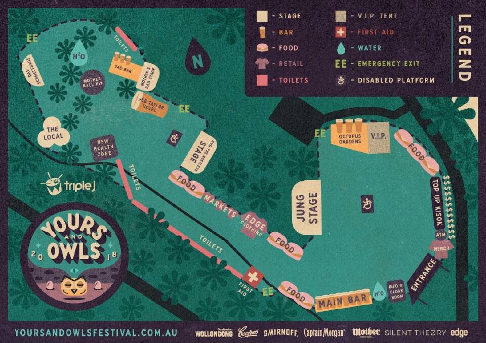 Map of festival site at Stuart Park, North Wollongong. Picture: Yours and Owls