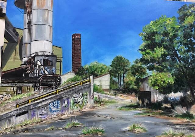 Illawarra artist TS Zaracostas was commissioned for a series of 50 paintings and sketches that celebrate the industrial and ecological heritage of the Corrimal Coke Works site. Picture: Supplied