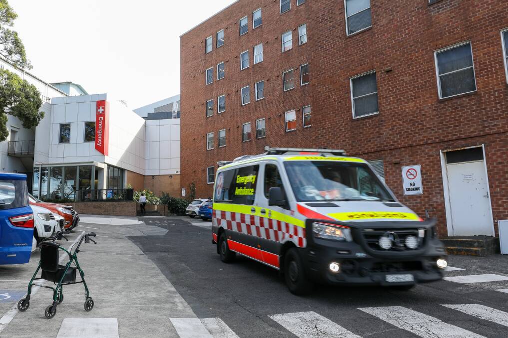 An ambulance outside Wollongong Hospital's emergency department. Picture: Adam McLean