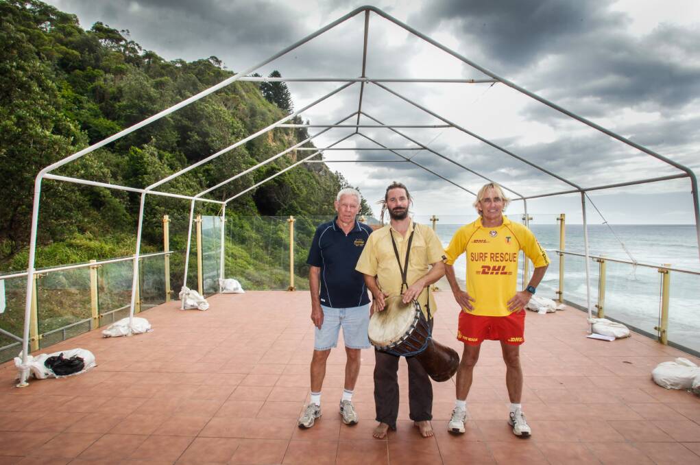 Flashback to 2016 at the original Bombie Bar at Coalcliff Surf Life Saving Club with Rob Deacon, Frank Perfect and Damion Stirling. Picture: ACM File Image