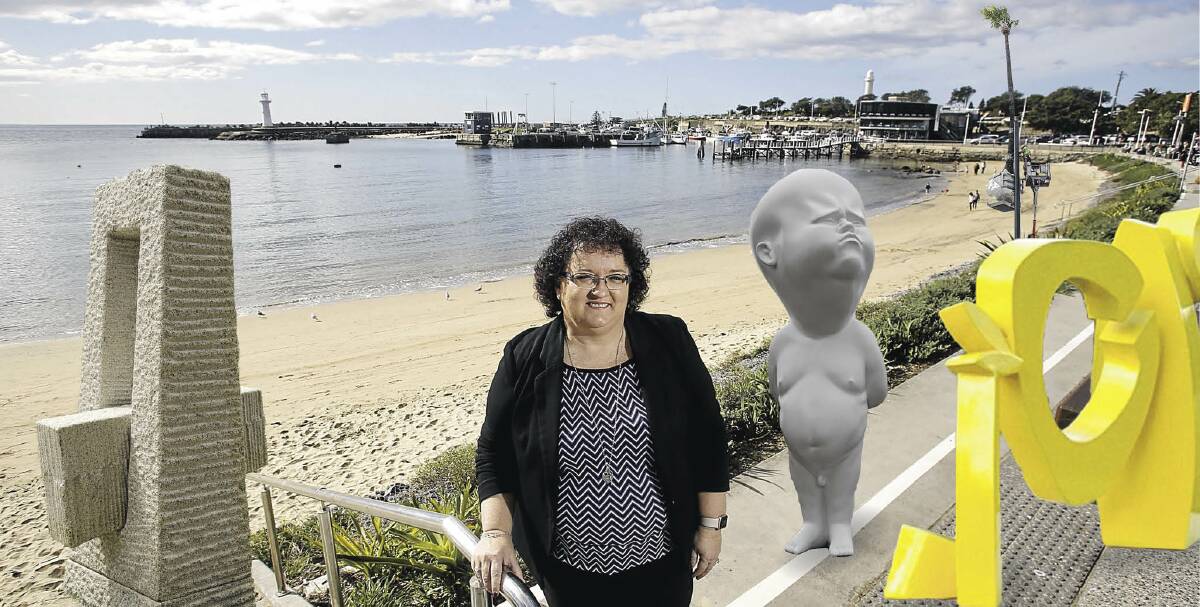 FUTURE VISION: Destination Wollongong board member and Wollongong City Councillor Tania Brown wants to take over Sculpture by the Sea from Bondi. (sculptures have been superimposed) Picture: Anna Warr