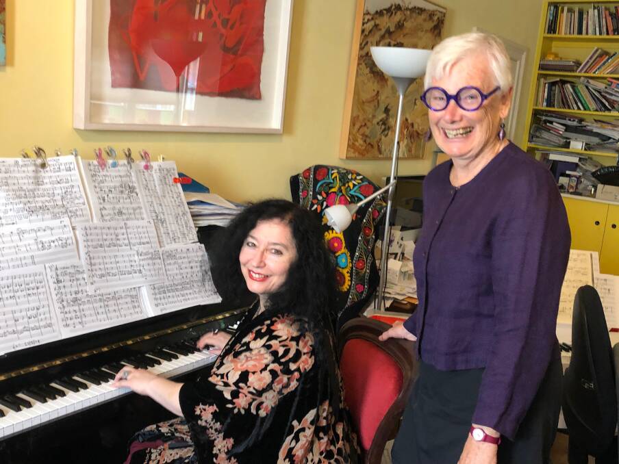 Sue Kirby (right) commissioned composer Elena Kats-Chernin to write a piece of music in honour of her late partner. It can be heard at Steel City Strings' Wollongong concert on March 6. https://steelcitystrings.com.au. Picture: Tony Williams