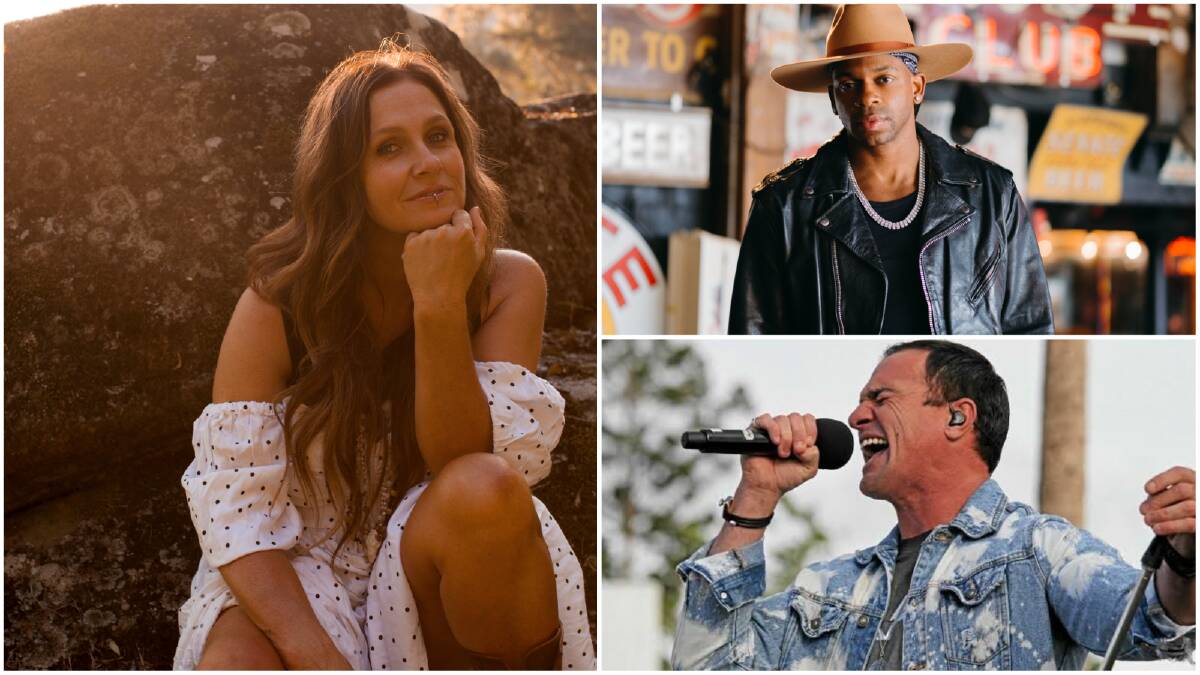 Clockwise from left - Casey Chambers, Jimmie Allen and Shannon Noll - all part of the Boardwalk festival coming to Wollongong. Pictures supplied.