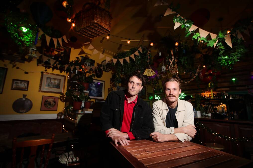 Holy Pavlova team Jimmy Sherley and Harrison Hall at Wollongong bar Moomin on Crown Street - a venue on the lineup for their Last Light festival. Picture: Sylvia Liber