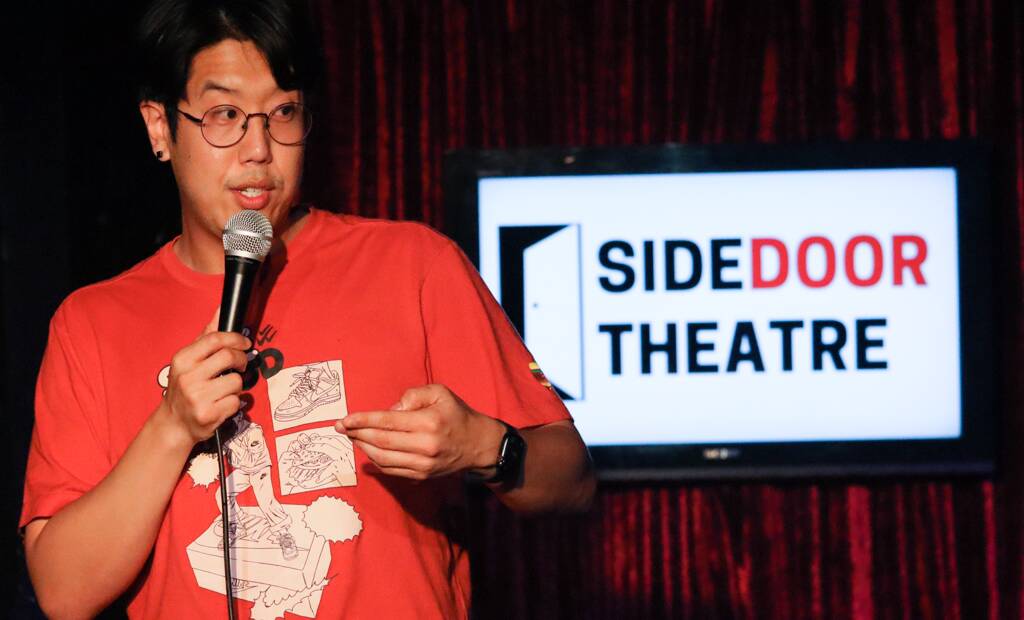Comedian Harry Jun performing at the Side Door Theatre in Wollongong. Picture from Facebook.