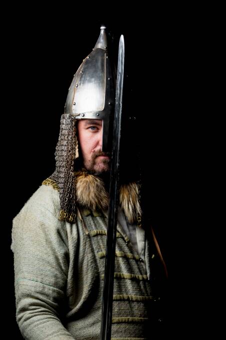 Rowan Pooley in traditional combat 'kit' from the Dark Ages. Picture: GCImagery