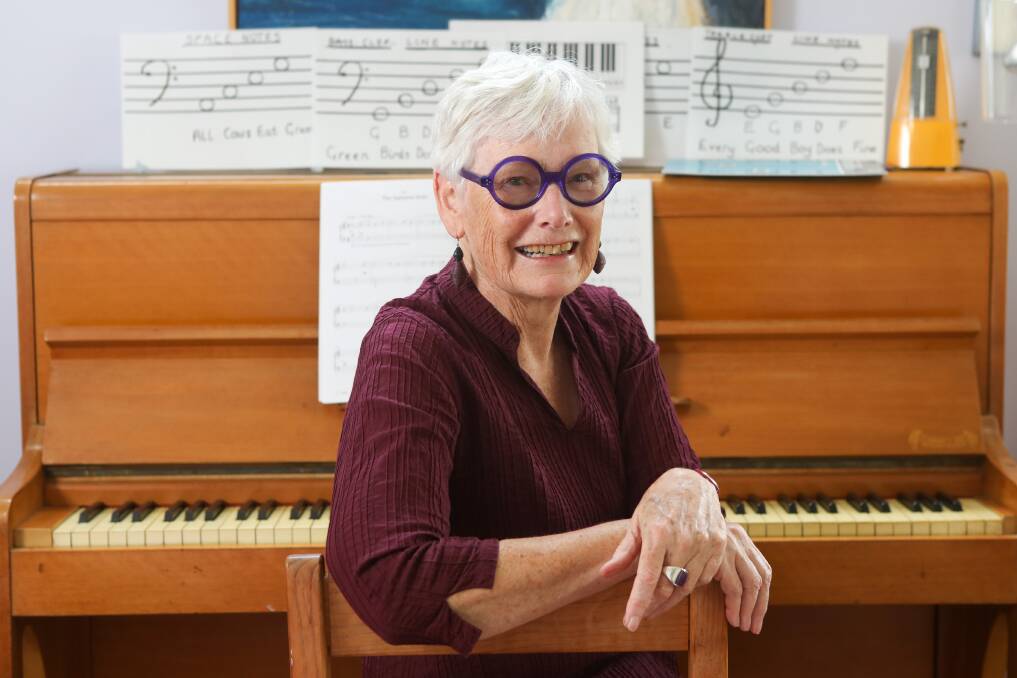 PHILANTHROPIST: Susan Kirby, 76, of Austinmer is learning the piano. One day she might be able to play the piece she commissioned by Elena Kats-Chernin in honour of her late partner Jack Goldring. Picture: Adam McLean