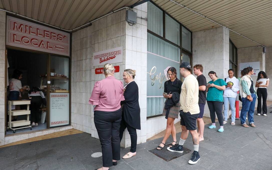 People line Crown Street in Wollongong to get a taste of Millers' Local pastries (as above in January), and it seems the crowd has now followed them to Bulli. Picture by Adam McLean.
