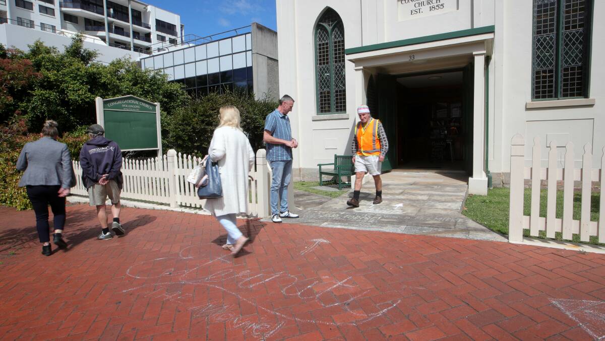 The word 'eternity' is written in chalk on Market Street on Tuesday. Picture by Sylvia Liber.