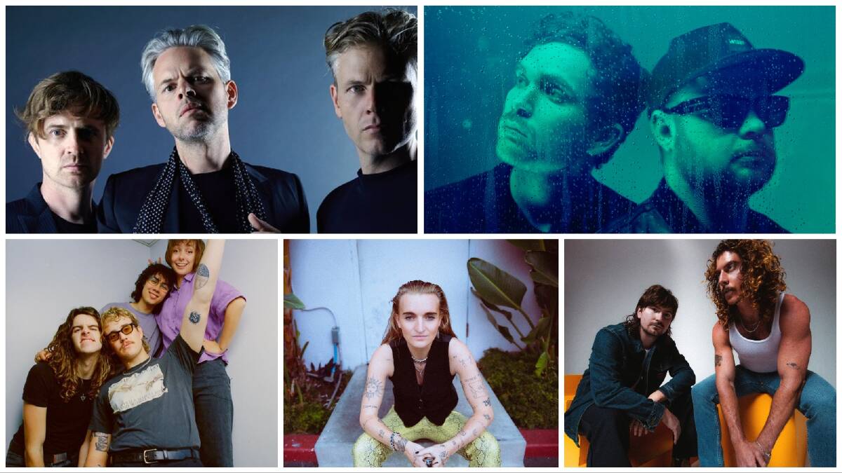 The new Changing Tides festival will welcome (clockwise) Pnau, Royal Blood, Peking Duk, G Flip and Spacey Jane this December. Pictures supplied