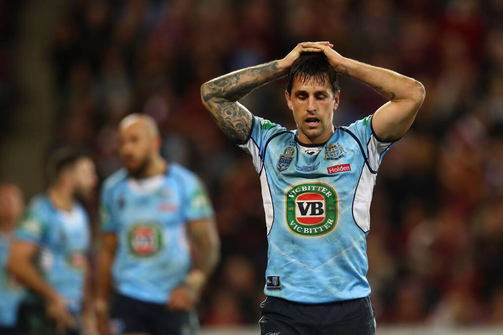 UNWARRANTED: Mitchell Pearce will again wear the brunt of criticism for a NSW series defeat, but it's his teammates that have more to answer for. Picture: Getty Images