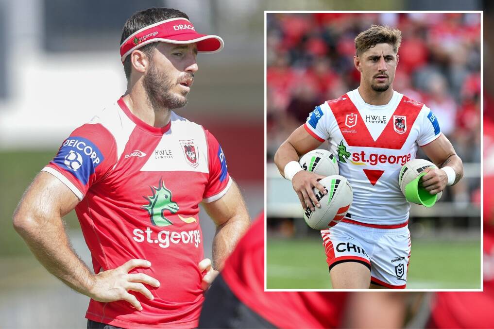Dragons skipper Ben Hunt (left) admits he's aware of star outside back Zac Lomax's (inset) desire to leave the club. Picture by Adam McLean