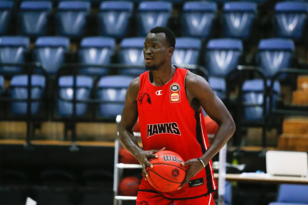PROGRESS: Hawks coach Brian Goorjian admits he has some work to do to re-introduce returning stars Deng Adel (pictured) and Cam Bairstow into his rotation. Picture: Anna Warr
