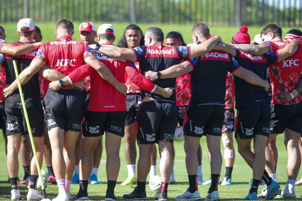 The Dragons gather in the wake of Anthony Griffin's sacking on Tuesday. Picture by Adam McLean