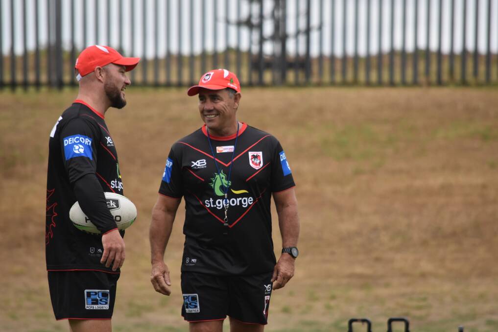 BACK IN BUSINESS: Shane Flanagan at Dragons training. Picture: Dragons Media