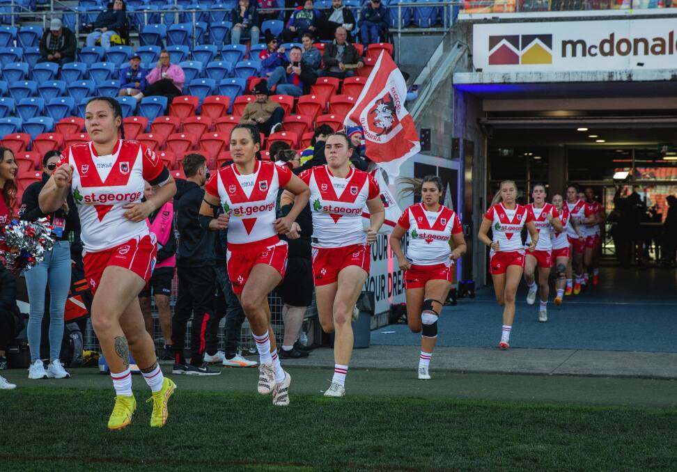 The Dragons take the field in Newcastle on Saturday. Picture by Marina Neil