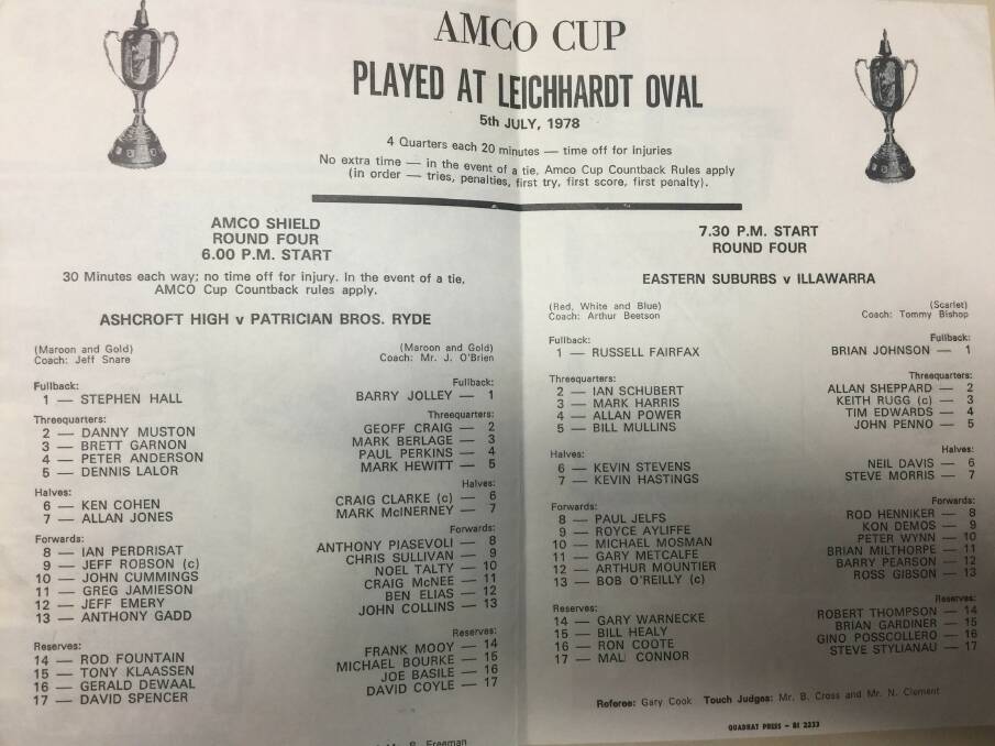 Program from 1978 Amco Cup quarter-final