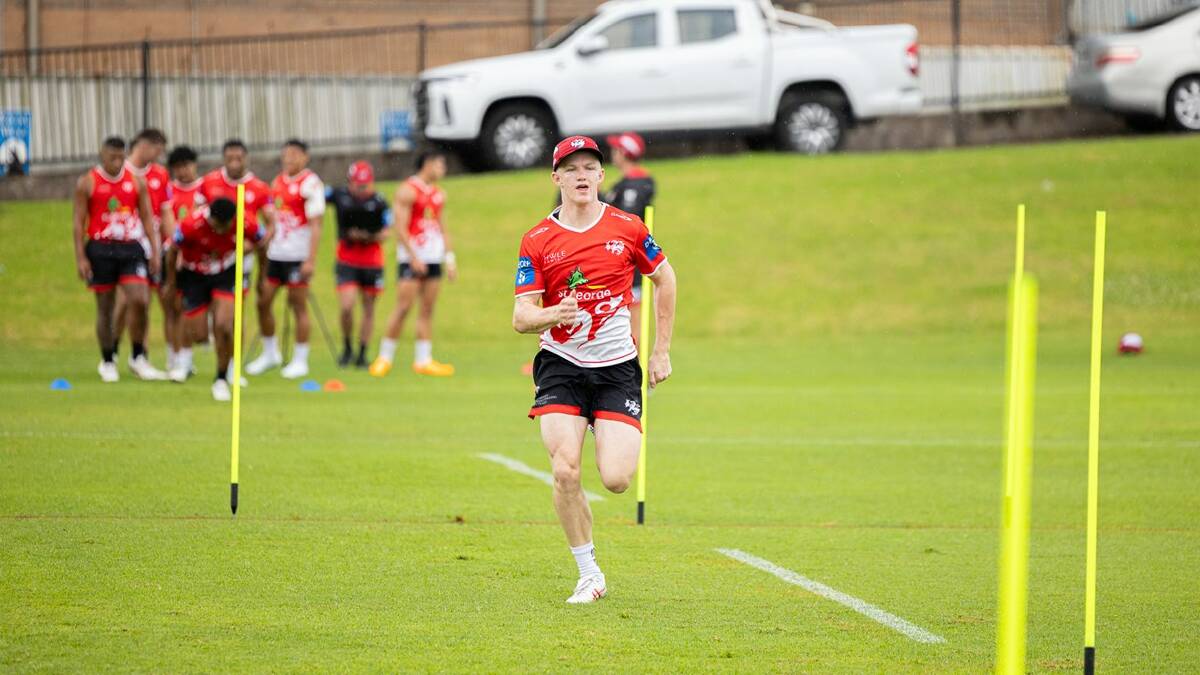 Kade Reed puts in the hard yards at Dragons training over summer. Picture Dragons Media