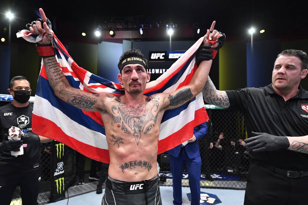ONE STEP CLOSER: A trilogy fight with Wollongong's Alex Volkanovski is now on the cards for fierce rival Max Holloway. Picture: Getty Images 