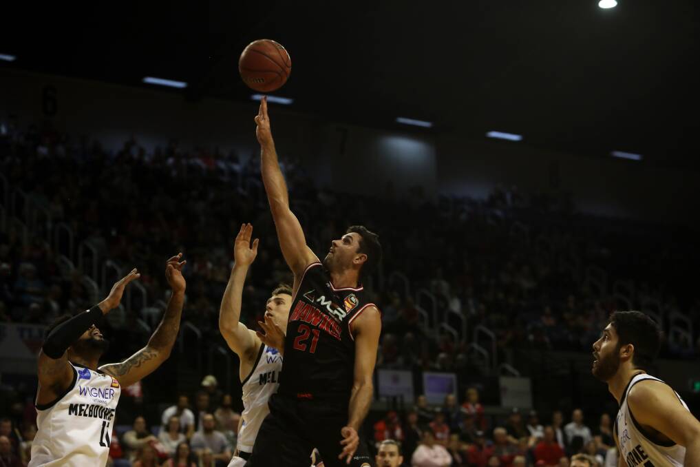 MR CLUTCH: Hawks recruit Todd Blanchfield produced 26 points and seven rebounds, including several clutch threes, in Friday's quadruple-overtime thriller against Melbourne United.