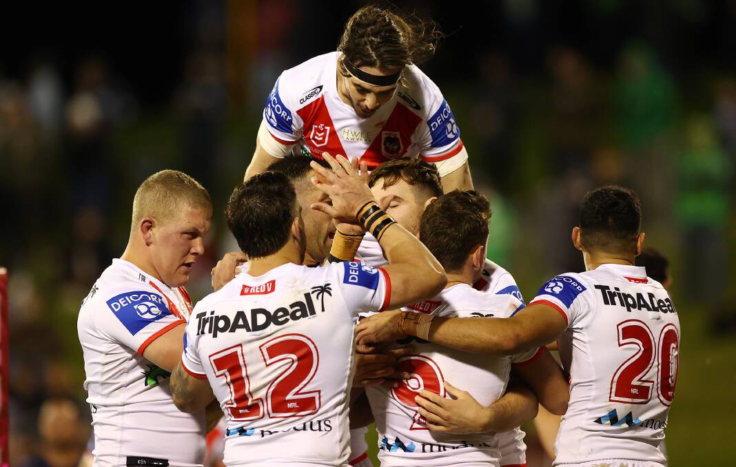 TRUE GRIT: The Dragons righted their ship with an important win over the Raiders in Wollongong on Saturday. Picture: Getty Images