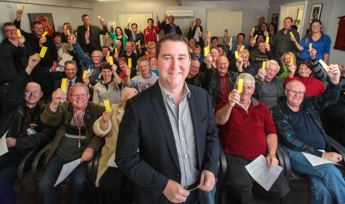 HIGH HOPES: Members of the former Wollongong Hawks unanimously vote to grant ownership to Telco millionaire James Spenceley in 2013. Picture: Adam McLean