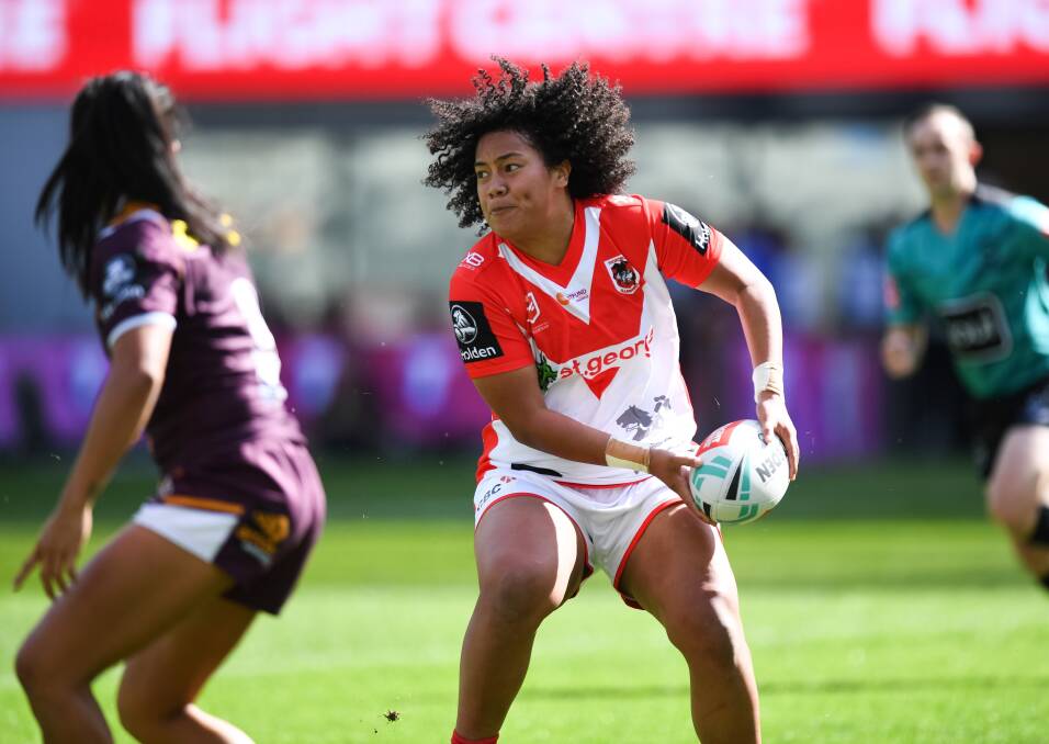 SLAPPED: Dragons star Teuila Fotu-Moala risks missing the rest of the NRLW season after being hit with a grade two dangerous contact charge following her side's loss to Brisbane on Sunday. Picture: NRL Photos