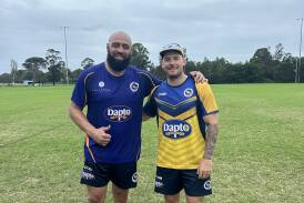 Canaries recruit Sam Kasiano with coach Blake Wallace. Picture supplied