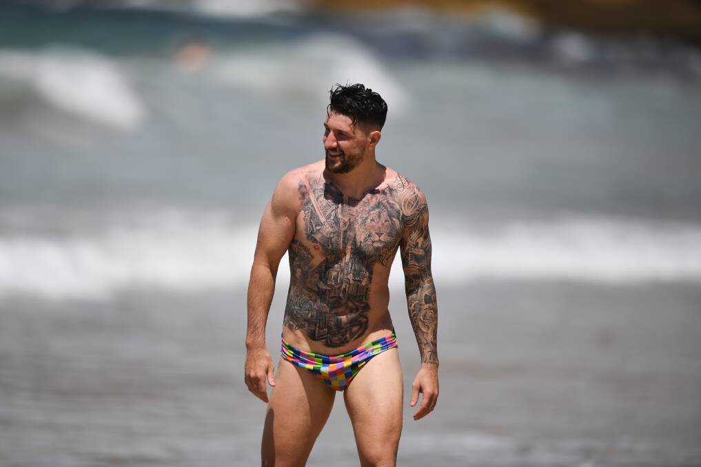 FINAL LAP: Gareth Widdop enjoys a dip in the England camp ahead of the World Nines that kicked off on Friday. Picture: NRL Photos
