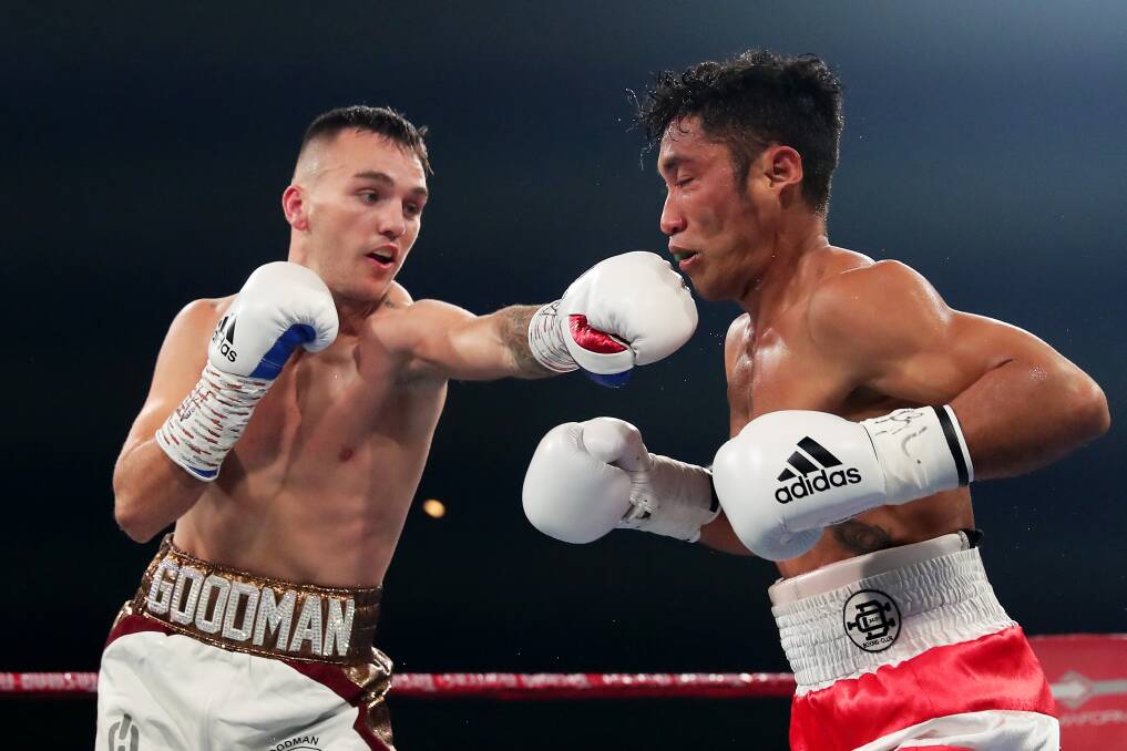 SNAP: Sam Goodman lands flush en route to a TKO victory over Sunardi Gamboa in November. Picture: Getty Images. 